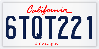 CA license plate 6TQT221