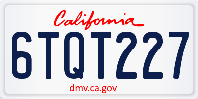 CA license plate 6TQT227