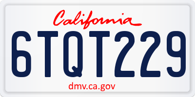 CA license plate 6TQT229