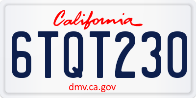 CA license plate 6TQT230