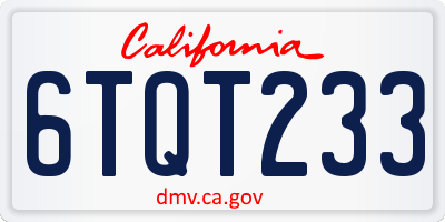 CA license plate 6TQT233