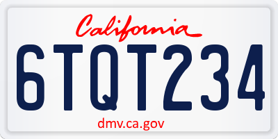 CA license plate 6TQT234