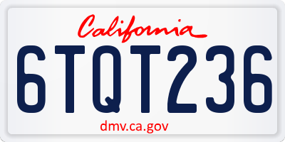 CA license plate 6TQT236
