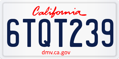 CA license plate 6TQT239
