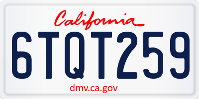 CA license plate 6TQT259