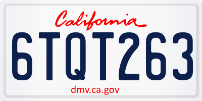 CA license plate 6TQT263