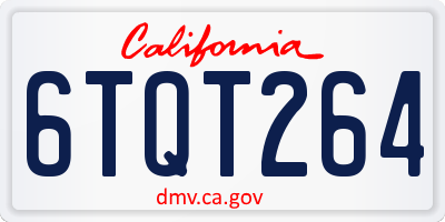 CA license plate 6TQT264