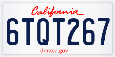 CA license plate 6TQT267