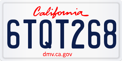 CA license plate 6TQT268