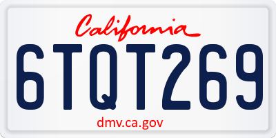 CA license plate 6TQT269