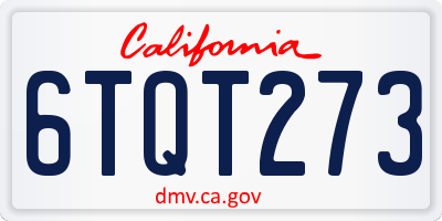 CA license plate 6TQT273