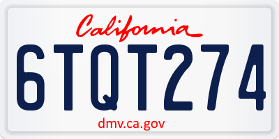 CA license plate 6TQT274