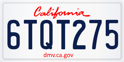 CA license plate 6TQT275