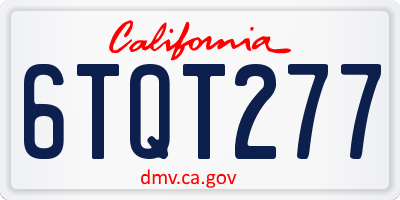 CA license plate 6TQT277