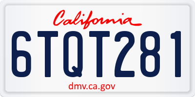 CA license plate 6TQT281