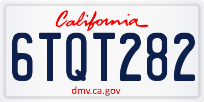 CA license plate 6TQT282