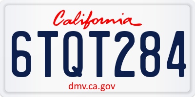 CA license plate 6TQT284