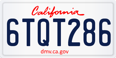 CA license plate 6TQT286