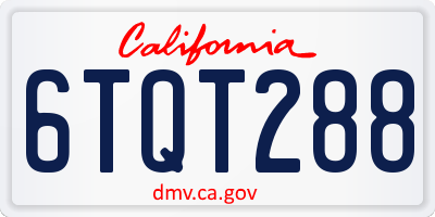 CA license plate 6TQT288