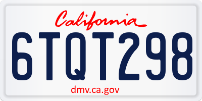CA license plate 6TQT298