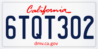 CA license plate 6TQT302
