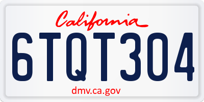CA license plate 6TQT304