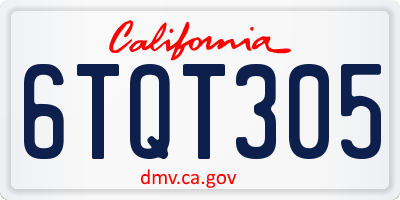 CA license plate 6TQT305