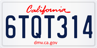 CA license plate 6TQT314