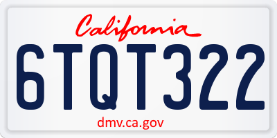 CA license plate 6TQT322
