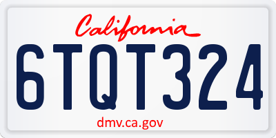 CA license plate 6TQT324