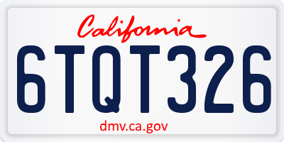 CA license plate 6TQT326