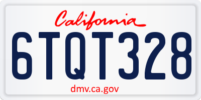 CA license plate 6TQT328