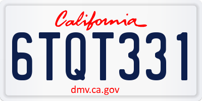 CA license plate 6TQT331