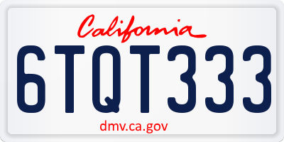 CA license plate 6TQT333