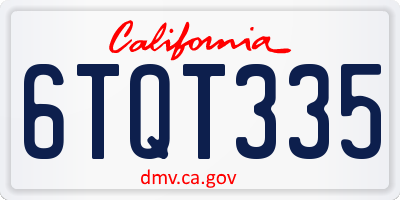 CA license plate 6TQT335