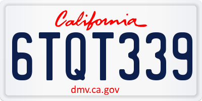CA license plate 6TQT339