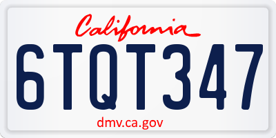 CA license plate 6TQT347