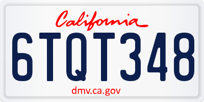 CA license plate 6TQT348