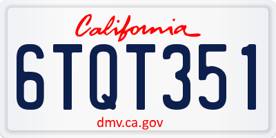 CA license plate 6TQT351