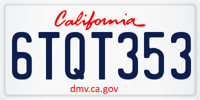 CA license plate 6TQT353