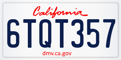 CA license plate 6TQT357