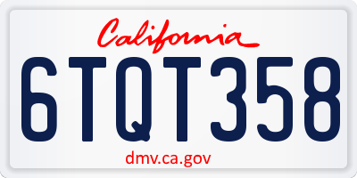 CA license plate 6TQT358