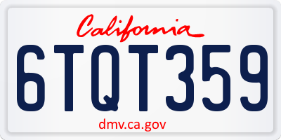 CA license plate 6TQT359