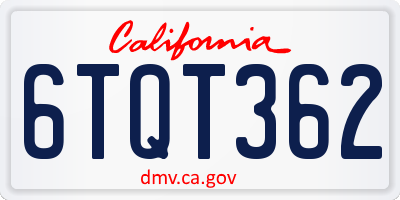 CA license plate 6TQT362