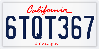 CA license plate 6TQT367