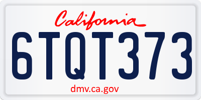 CA license plate 6TQT373