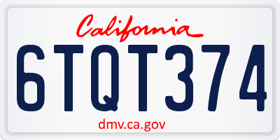 CA license plate 6TQT374