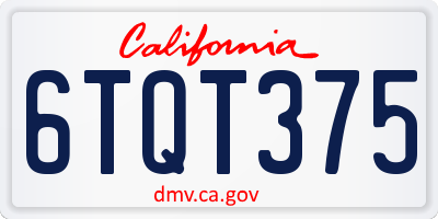 CA license plate 6TQT375