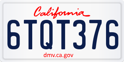 CA license plate 6TQT376