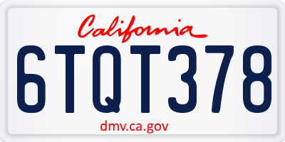 CA license plate 6TQT378
